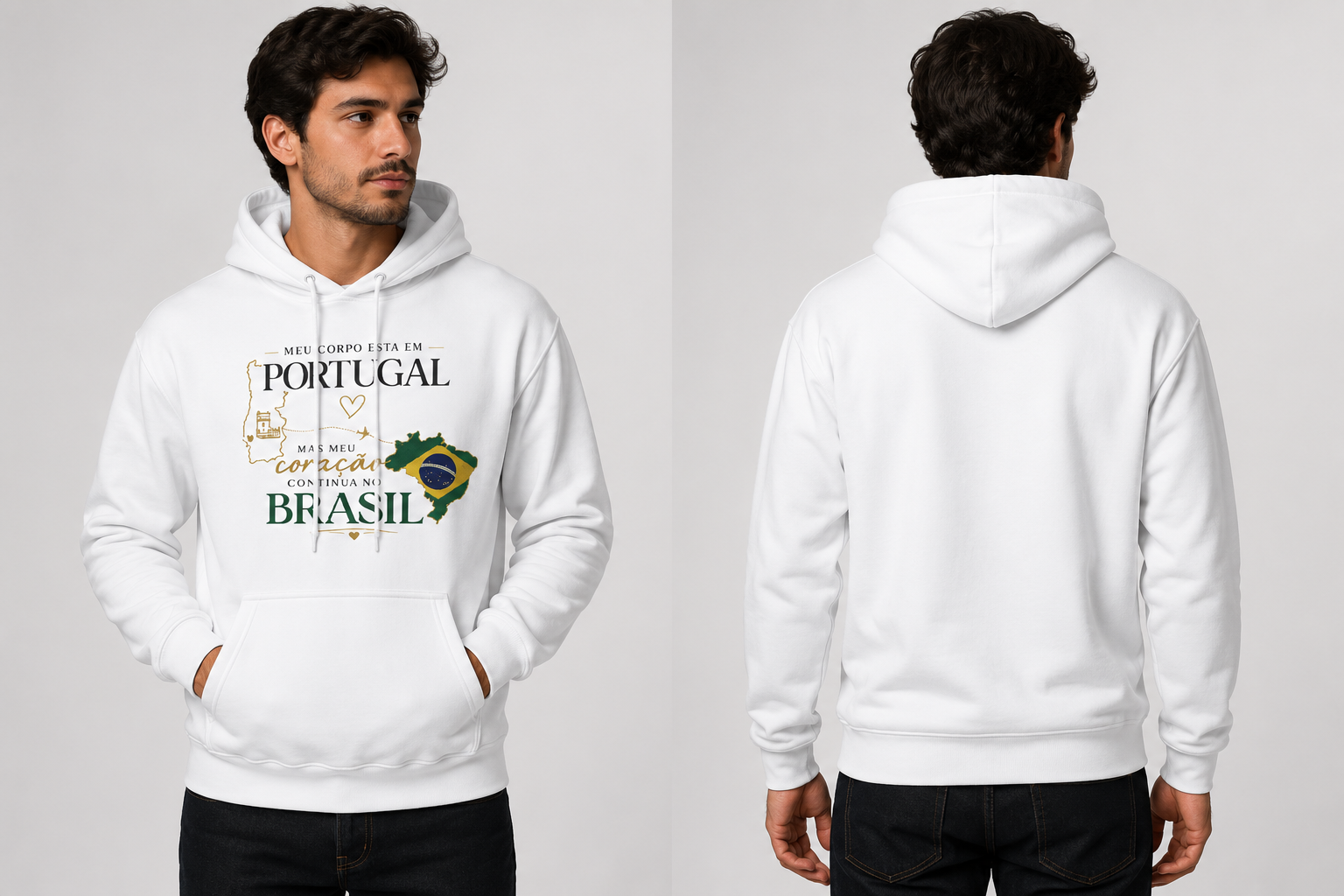 Classic Unisex Pullover Hoodie, coleção Brasileiros em Portugal
