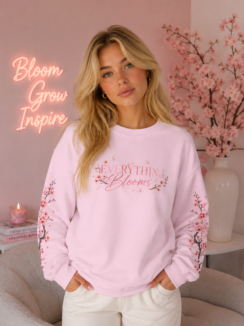 Sweatshirt Woman, coleção floral, flor de cerejeira
